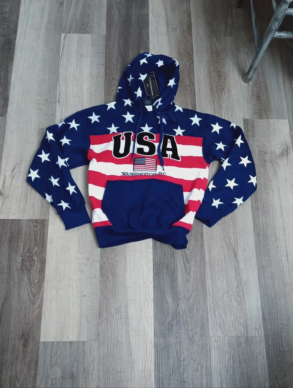 DC USA Flag Pullover Hoodie - Blue/Red/White